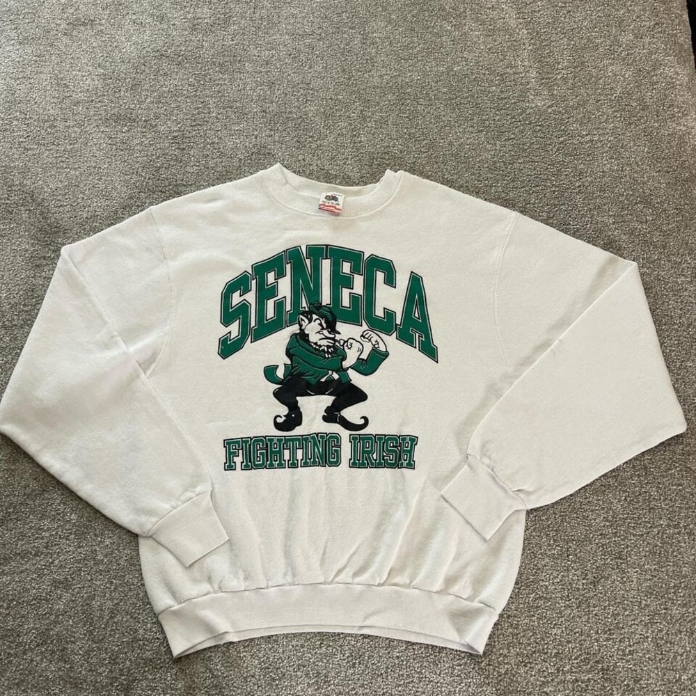Vintage SENECA Fighting Irish Sweatshirt USA Made Crewneck Pullover Men's Large